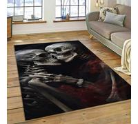 PEIHUODAN Horror Vision Skull Decorative Area Rug, Teenage Kids Bedroom Ambiance Carpet, Gothic Visual Cool Skull Floor Mat Suitable for Living Room Gaming Room Kitchen (Colour 6,120x180cm)