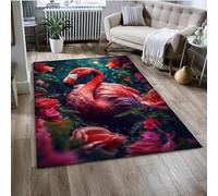 PEIHUODAN Jungle Flamingo Animal Rug, Teenagers and Children's Bedroom Game Rug, Forest Flame Bird Animal Visual Decorative Floor Mat Suitable for Living Room, Gaming Room (Colour 2,50x80cm)