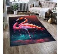 PEIHUODAN Jungle Flamingo Animal Rug, Teenagers and Children's Bedroom Game Rug, Forest Flame Bird Animal Visual Decorative Floor Mat Suitable for Living Room, Gaming Room (Colour 1,80x160cm)