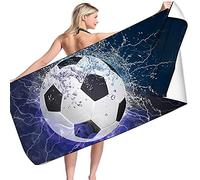 PEIHUODAN Large Beach Towels for Adults Men Kids Boys Teenager, Extra Large Beach Towels Microfibre XXL 3D Football Pattern Quick Dry Bed Chairs Mens Bath Towels Xl Blanket (70 x 150 cm,blue white)