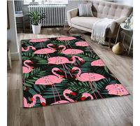 PEIHUODAN Modern Flamingo Soft Rug, Cool 3D Flaming Bird Decor Floor Mat, Jungle Starry Sky Visual Carpet, Atmospheric Decorative Rugs for Teenagers' Kids Bedrooms Living Rooms (Colour 3,140x200cm)