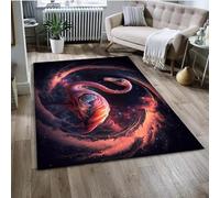 PEIHUODAN Modern Flamingo Soft Rug, Cool 3D Flaming Bird Decor Floor Mat, Jungle Starry Sky Visual Carpet, Atmospheric Decorative Rugs for Teenagers' Kids Bedrooms Living Rooms (Colour 5,120x180cm)