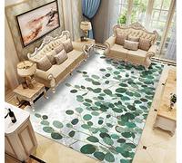 PEIHUODAN Modern Living Room Rug Dolphin Beach Area Rug Soft Non-slip Geometric Striped Leaf Print Large Rug Door Mat Bathroom Mat Game Rug Washable Carpet Marble (Green,100 x 150 cm)