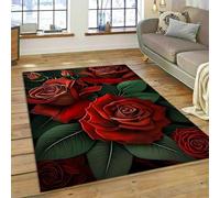 PEIHUODAN Modern Rose Area Rug, Blue-Pink Botanical Rose Carpet, Soft Non-Slip Decorative Floor Mat for Girl's Women's Room Bedside Suitable for Living Room Bedroom Kitchen (Colour 5,160x230cm)
