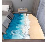PEIHUODAN Ocean Beach Area Rug Soft Short Pile Ocean Sea Wave 3D Print Carpet Coastal Shell Starfish Non Slip Door Mat for Living Room Bedroom Study Hallway, 80x160 cm, Color 5