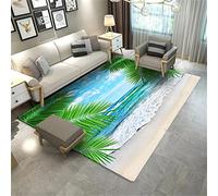 PEIHUODAN Palm Beach Waves Floor Rug For Living Room Sea Scenery 3D Carpets For Bedroom Sponge Bath Mat Large Lounge Carpet Hallway Mat Decor Playground Carpet (Colour 2,120x180 cm)