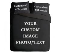 PEIHUODAN Personalized Bedding Set,Custom Black Single Double Duvet Cover Pillowcase With 3 Photo/Text,Customized Different Sizes,Universal For All Seasons,Suitable For Family,Couple (King 50x75cm*2)