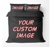 PEIHUODAN Personalized Custom Bedding Set,Custom Bedding Set with Photo & Text Personalized Kids Duvet Cover Sets with 2 Pillowcases Gift for Family Girls Boys, Special Festival Gift (135x200cm)