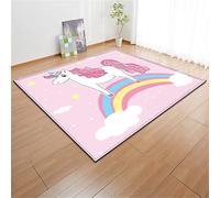 PEIHUODAN Pink Unicorn Rug Play Floor Mats For Kids Cartoon Rainbow Horse Flowers Stars Girls Kids Bedroom Rug Anti-Slip Large Living Room Rug Nursery Rug Baby Crawling Mat Soft (Colour4,45 x 120 cm)