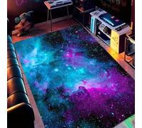 PEIHUODAN Purple Cosmic Nebula Area Rug Starry Night Space Gaming Carpet Non Slip Large Floor Mat For Man Cave Living Room And Bedroom Decor Vivid Galaxy Universe Pattern (Colour 3,100x200cm)