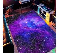 PEIHUODAN Purple Cosmic Nebula Area Rug Starry Night Space Gaming Carpet Non Slip Large Floor Mat For Man Cave Living Room And Bedroom Decor Vivid Galaxy Universe Pattern (Colour 1,100x120cm)