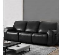 PEIHUODAN Recliner Chair Covers for Electric Chair 1/2/3 Seater PU Leather Stretch Recliner Chair Slipcover for Armchairs with Pockets Non-Slip Furniture Couch Cover Protector (Black,1 Seater)