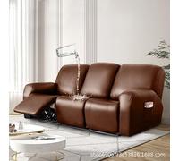 PEIHUODAN Recliner Chair Covers for Electric Chair 1/2/3 Seater PU Leather Stretch Recliner Chair Slipcover for Armchairs with Pockets Non-Slip Furniture Couch Cover Protector (Brown,2 Seater)