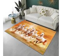 PEIHUODAN Regional Cooling Rugs, Modern 3D White Horse Soft Decorative Visual Carpet, Cool Horse-Running Floor Mat for Teenagers' and Kids Bedrooms, Living Rooms and Gaming Room (Colour 1,120x180cm)