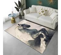 PEIHUODAN Regional Cooling Rugs, Modern 3D White Horse Soft Decorative Visual Carpet, Cool Horse-Running Floor Mat for Teenagers' and Kids Bedrooms, Living Rooms and Gaming Room (Colour 2,100x150cm)
