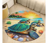 PEIHUODAN Round Flannel Area Rugs - Non-Slip Backing, Ocean Underwater World Grassland Animal Print, Soft Cozy Floor Carpet for Living Room Bedroom Kids Room, Home Decor Carpets, 120 cm, Color 4