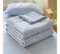 PEIHUODAN Summer Coverless Duvet, Single/Double/Super King Size, Washable, Soft, Lightweight, Coverless Duvet Simple Stripe Print Cool Summer Quilted Blanket Living Room Bedroom (Colour 7,150x200cm)