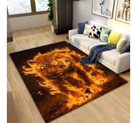 PEIHUODAN Teenager Boys Bedroom Decorative Rugs, Modern Cyber Animal Style Floor Mat, Cool Water Fire Flame Tiger Game Carpet Suitable for Living Room Kid's Room Gaming Room (Colour 2,120x160cm)