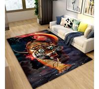 PEIHUODAN Teenager Boys Bedroom Decorative Rugs, Modern Cyber Animal Style Floor Mat, Cool Water Fire Flame Tiger Game Carpet Suitable for Living Room Kid's Room Gaming Room (Colour 1,80x120cm)