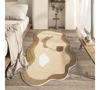 PEIHUODAN Ultra Soft Microfiber Plush Rug, Cozy Non-Slip Floor Mat for Bedroom Bedside - Irregular Wave Pattern Accent Carpet for Living Room, Nursery, Home Decor, 100x150 cm, Color 2