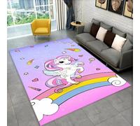 PEIHUODAN Unicorn Rug for Girls Bedrooms - 3D Pink Rainbow Horse Print - Washable and Colorfast - Soft Flannel - Non-slip Plastic Base - Perfect for Girl Teen Kids Room decor (Colour 1,50x80cm)