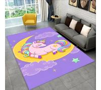 PEIHUODAN Unicorn Rug for Girls Bedrooms - 3D Pink Rainbow Horse Print - Washable and Colorfast - Soft Flannel - Non-slip Plastic Base - Perfect for Girl Teen Kids Room decor (Colour 2,80x160cm)