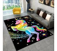 PEIHUODAN Unicorn Rug for Girls Bedrooms - 3D Pink Rainbow Horse Print - Washable and Colorfast - Soft Flannel - Non-slip Plastic Base - Perfect for Girl Teen Kids Room decor (Colour 6,160x230cm)