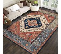 PEIHUODAN Vintage Rug - Area Rugs Living Room, Hallway Floor, Kitchen Carpet,Traditional Abstract Multicoloured Boho Rug Moroccan Style, Easy Care Pile, Large Rug (Colour4,140x200cm)