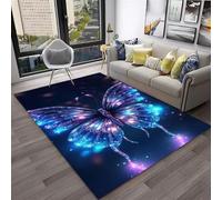 PEIHUODAN Visual Game Decorative Rugs, 3D Dazzling Blue-Purple Butterfly Style Non-Slip Carpet, Teenagers and Kid Living Room Entertainment Area Rugs for Bedroom Kitchen Hallway (Colour 5,80x120cm)