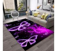 PEIHUODAN Visual Game Decorative Rugs, 3D Dazzling Blue-Purple Butterfly Style Non-Slip Carpet, Teenagers and Kid Living Room Entertainment Area Rugs for Bedroom Kitchen Hallway (Colour 4,160x200cm)