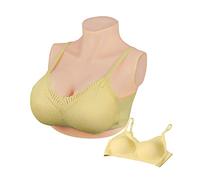 Peikey Breastplate Silicone Breast Forms with Bra B-G CUP Breast Plates for Crossdressers Drag Queen Mastectomy,White,Cotton Filler,G CUP