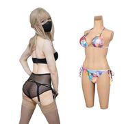 Peikey Silicone Breastplate D CUP Bodysuit for Crossdressers Drag Queen Cosplay
