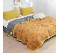 peilouw Ginkgo Quilt,Cotton Reversible Bedspread Coverlet,Washable Muslin Blanket,Comfy and Soft Air Conditioning Throw Blanket for Bed Sofa(78.74″×90.55″, Orange)