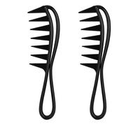 Peine de tiburón de dientes anchos para salón profesional, paquete de 2 para peinado de cabello rizado, desenredar, peine de peluquería de plástico ABS duradero para salón, uso