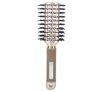Peine para peinar el cabello de doble cara, cepillo de peinado multifunción anticalor para uso en salón con mango de goma dorado de nailon