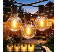 Peineng Outdoor-Garden-Lights-Festoon-Fairy-Mains-Powered, 50FT/15M LED String Light with Remote Control, 18+1 G40 Waterproof Globe Bulbs for Outside Lighting Pergola Gazebo Party Wedding Patio Yard