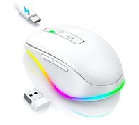 PEIOUS Mouse for Laptop Wireless - LED Wireless Mice with Build-in Jiggler Mover, Rechargeable Moving Mouse Undetectable Wiggler Keeps Computer Awake - White