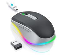 PEIOUS Wireless Mouse Jiggler - Keep Computers Awake, Black & Grey | Rechargeable LED Mouse, Silent Clicks, Adjustable DPI and Random Movement Keep Computers Awake for Laptop/PC/Mac