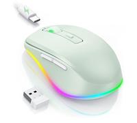 PEIOUS Wireless Mouse Jiggler - LED Wireless Mice with Build-in Mouse Mover, Rechargeable Moving Mouse for Laptop with Undetectable Random Movement Keeps Computers Awake-Light Green