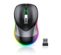 PEIOUS Wireless Mouse, Jiggler Mouse for Laptop - LED Mouse Rechargeable Computer Mice Mouse Mover Undetectable Random Movement with On/Off Button Keeps Computer Awake - Black&Grey