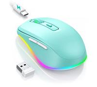 PEIOUS Wireless Mouse, Mouse Jiggler - LED Wireless Mice with Build-in Mouse Jiggler Mover, Rechargeable Moving Mouse for Computer with Undetectable Random Movement Keeps Computer Awake - Green
