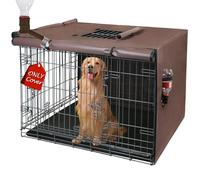 Peipaws Dog Crate Cover 48 Inch- Three Doors Waterproof Dog Kennel Cover, 600D Oxford Fabric Cage Covers with a Water Bottle Nozzle, Allowing Dogs to Drink Water at Any Time. Brown (Cover Only)