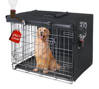 Peipaws Dog Crate Cover Heavy Duty Oxford Fabric for 36-Inch Wire Crates | Black Kennel Cover Only, Fits 1 & 2 Door Wire Cages, Provides Privacy & Comfort Space, Includes Water Bottle Sipper Tube