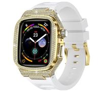 PEIPEIJIA Bling Diamond Case with Band for Apple Watch 44mm, Compatible with Iwatch Series 6 5 4 SE 3 2 1 Gold Case and Correa Para Apple Watch for Women, Luxury Apple Watch Band for Man