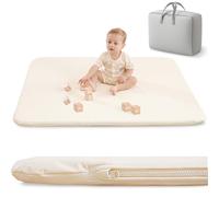 PEIPEIWU Padded Baby Play Mat for Your Boy or Girl - Extra Thick & Super Soft Vegan Leather Floor Mat Creates A Safe Play Area for Little Ones - Waterproof Crawling Mat for Baby Play on Floor (Beige)