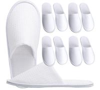 PEIQICHU 5 Pairs Closed Toe White Spa Slippers Disposable Hotel Slippers Men and Women for Spa, Party Guest Visit, Hotel and Travel Non Slip Fits up to UK Men Size 8.5 and Women Size 9