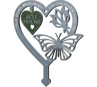 PEIQICHU Grave Decorations for Cemetery BEST FRIEND Memorial Plaques for Outdoors For Loss of Friend Graveside Metal Stick Garden Ornaments Marker Friend Tribute Remembrance Gifts Heart Decorative