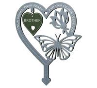 PEIQICHU Grave Decorations for Cemetery Memorial Plaques for Outdoors For Loss of Brother Graveside Metal Stick Garden Ornaments Marker Brother Tribute Remembrance Gifts Heart Love Shape Decorative