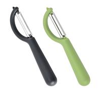 peiqiup Universal Peeler (2 Pcs), 2 P Shape Stainless Steel Peeler, Vegetable Peeler with Non-Slip Handle, Stainless Steel Blade, Vegetable Fruit Carrots, Black+Green