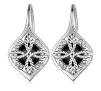 Peireara Celtic Witch Knot Earrings for Women 925 Sterling Silver Obsidian Witch Knot Leverback Irish Jewelry Gifts for Women Girls